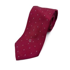 Christian Dior Mens Silk Blend Burgundy Geometric Logo Necktie Woven Italy Vtg